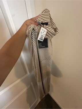 See You Monday Cream & Black Striped Maxi Skirt